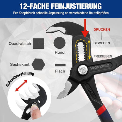 Profi Wasserpumpenzange 250mm Cr-V Stahl verstellbar