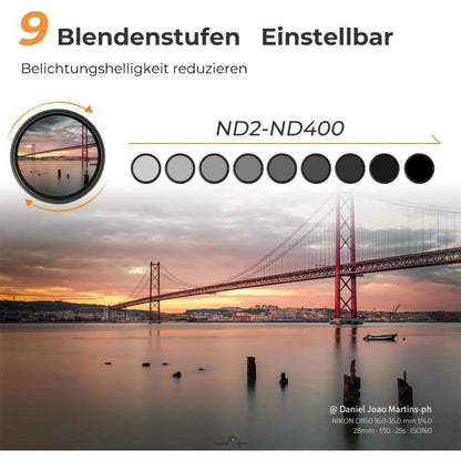 39mm ND Filter Slim Variabler Graufilter ND2-400 (1-9