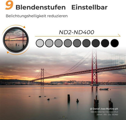 39mm Variabler ND Filter Slim ND2-400 Neutral Graufilter