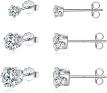 925 Sterling Silber Zirkonia Ohrstecker Set 3/5/7mm - Damen Herren