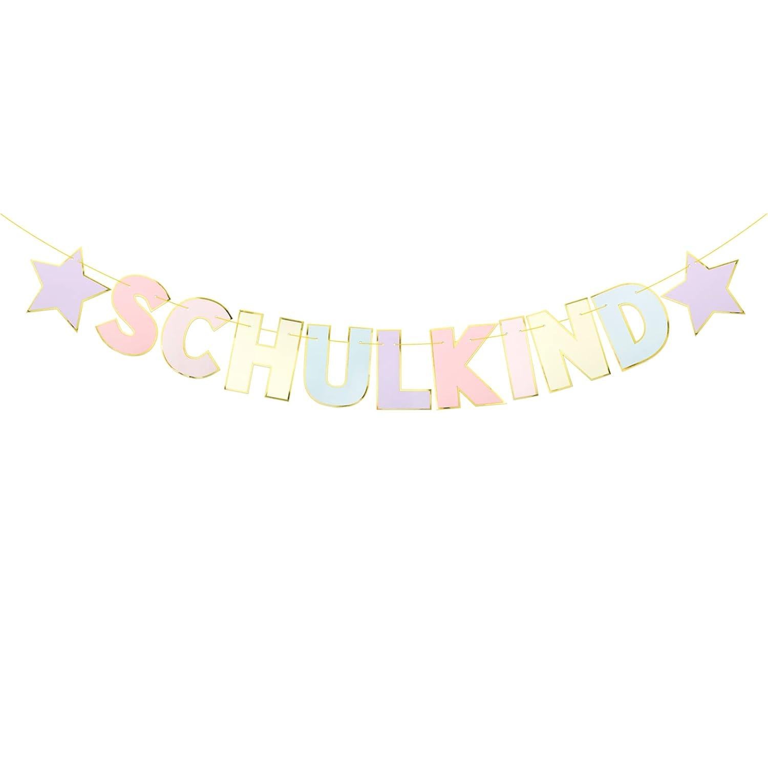Schulkind Girlande Pastell Deko Einschulung Banner Mädchen Jungen