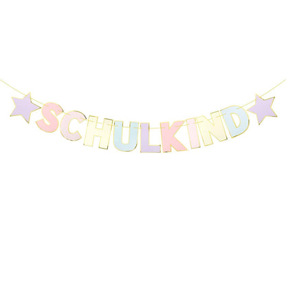 Schulkind Girlande Pastell Deko Einschulung Banner Mädchen Jungen