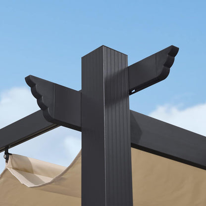Pergola Aluminium Gartenpavillon 3x3m Beige Wasserdicht UV-Schutz