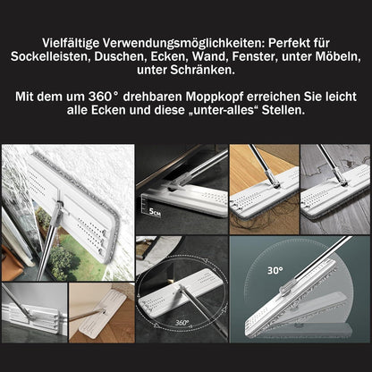 JOYMOOP Flacher Bodenwischer-Set mit Eimer und 3 waschbaren Pads
