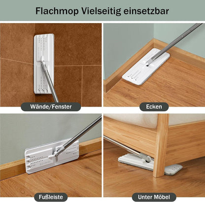 JOYMOOP Mopp Eimer Wringer Set Flaches Moppsystem 3 Mikrofaser-Pads