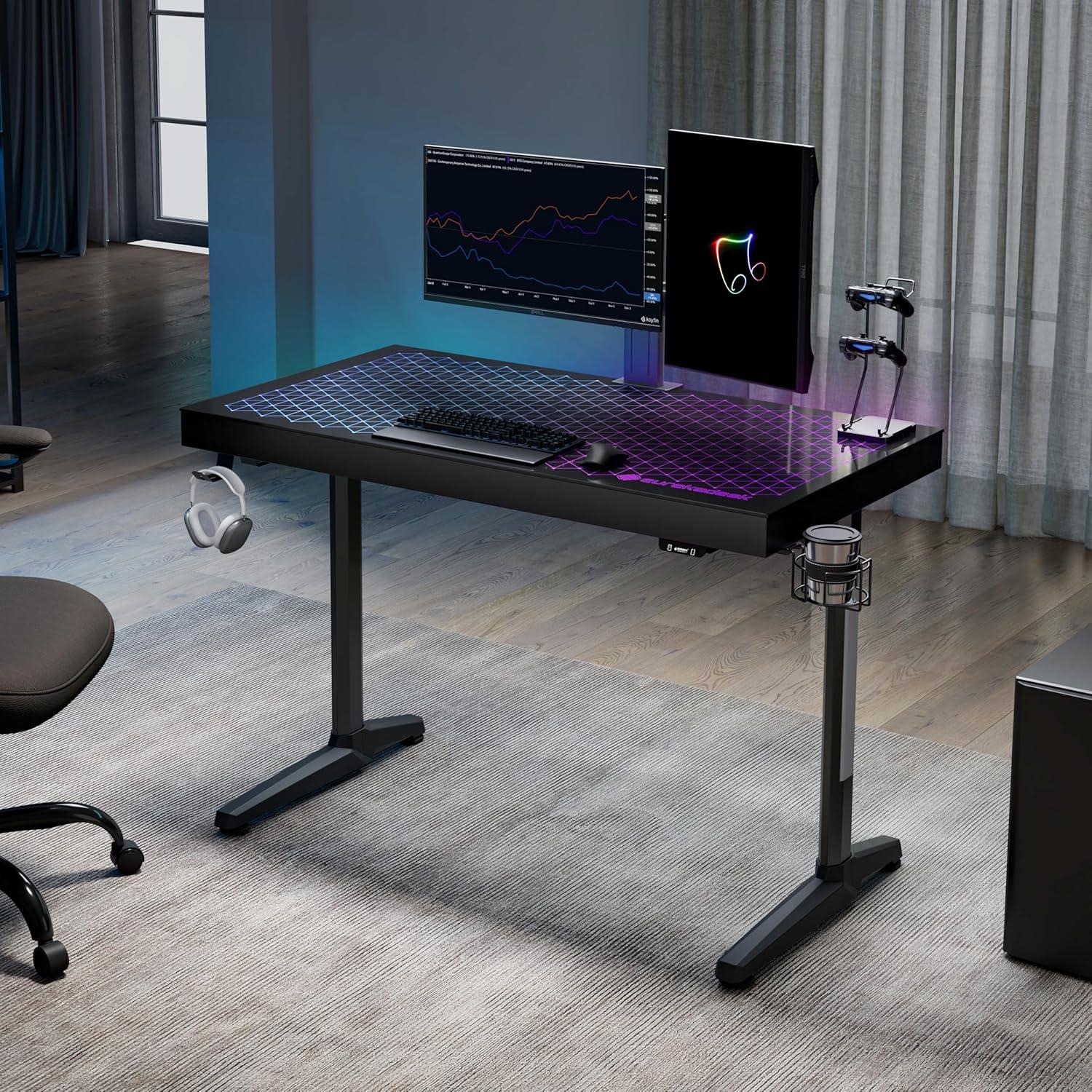 Gaming Tisch 110cm mit Music Reactive RGB LED-Beleuchtung