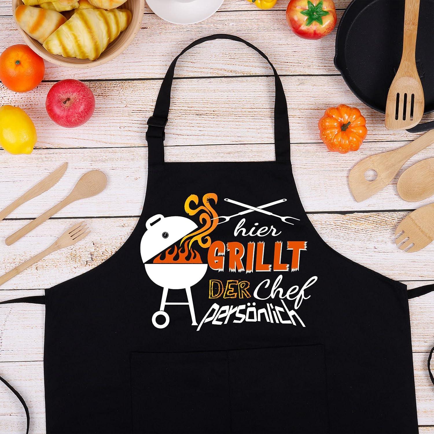 Grillschürze Baumwolle Lustige Kochschürze für Herren mit 2 Taschen