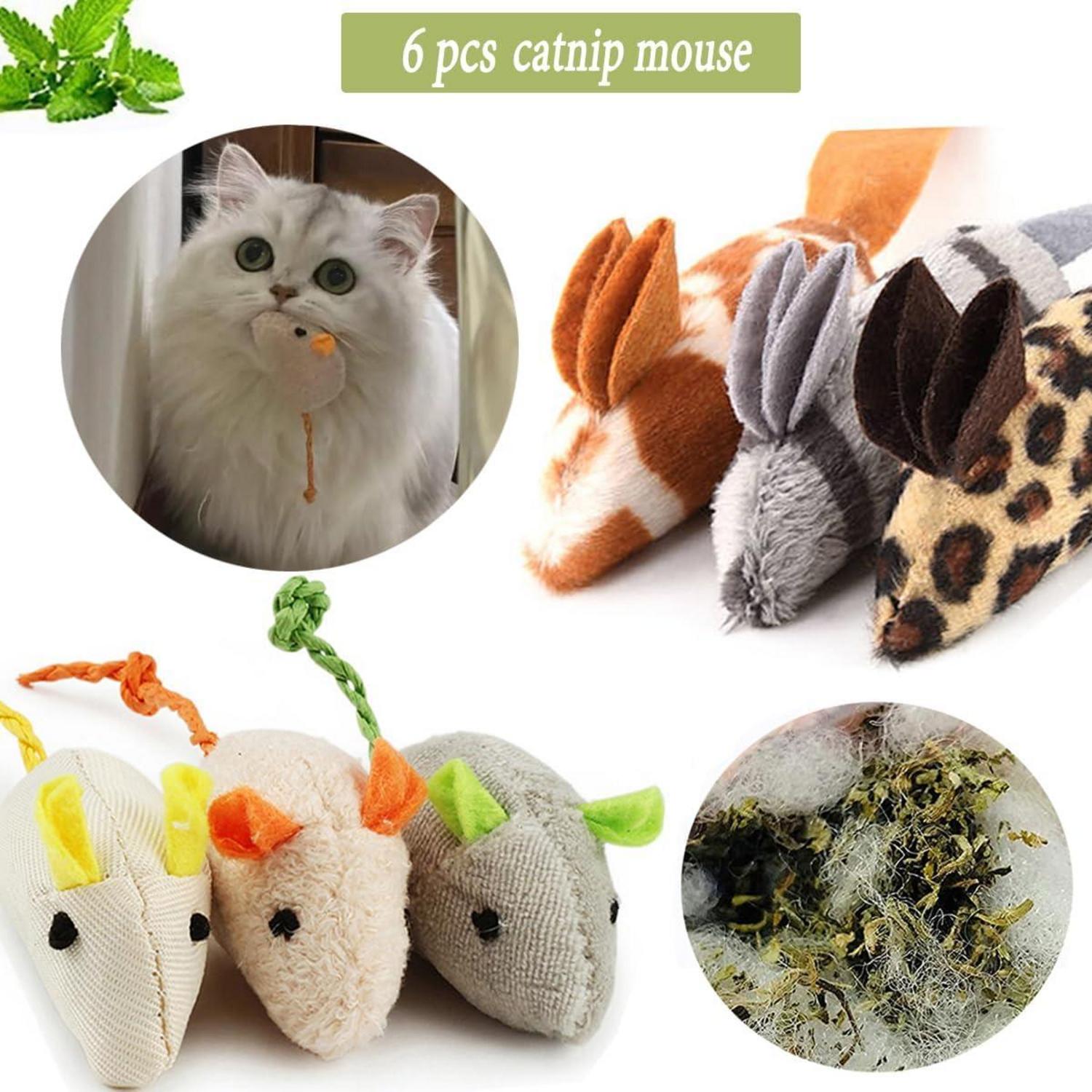 Katzenspielzeug Set: 36 Katzenminzen Sticks & Mäuse, Interaktives Spielzeug