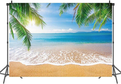 Tropischer Strand Fotografie Hintergrund Palmen Meer Himmel Luau Party