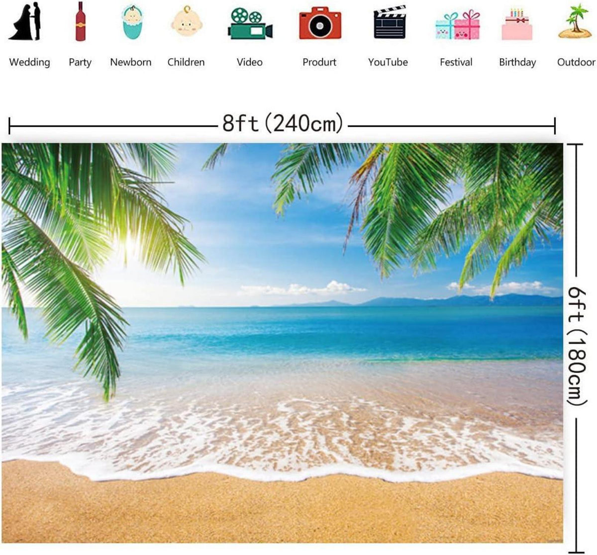 Tropischer Strand Fotografie Hintergrund Palmen Meer Himmel Luau Party