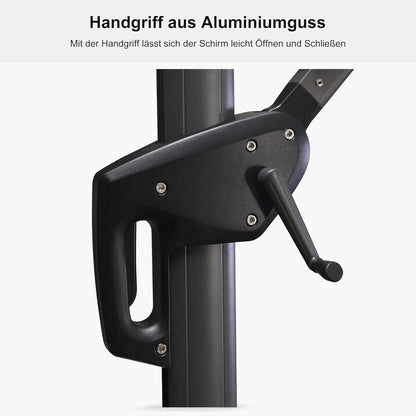 Ampelschirm Rechteckig Groß 270x350cm 360° Drehbar mit Fußpedal Grau