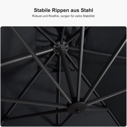 Ampelschirm Rechteckig 270x350cm Sonnenschirm 360° Drehbar GRAU