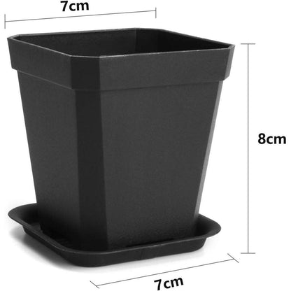 Yilyln Anzuchttöpfe 7x7x8cm Schwarz 20 Stück mit Untersetzer