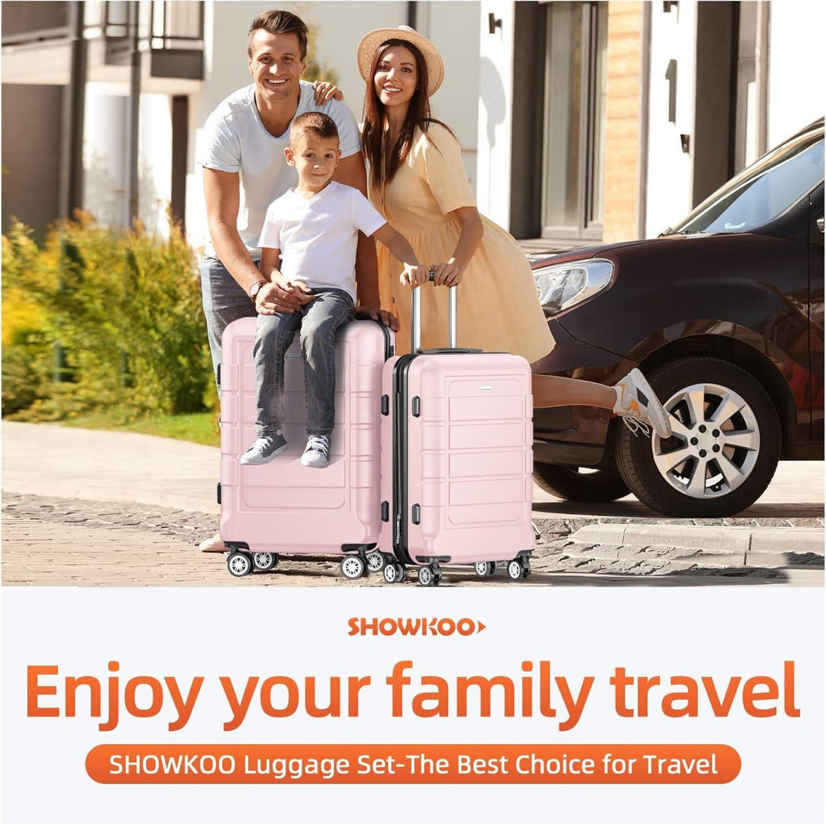 SHOWKOO Kofferset 3-teilig Hartschale ABS+PC TSA-Schloss 4