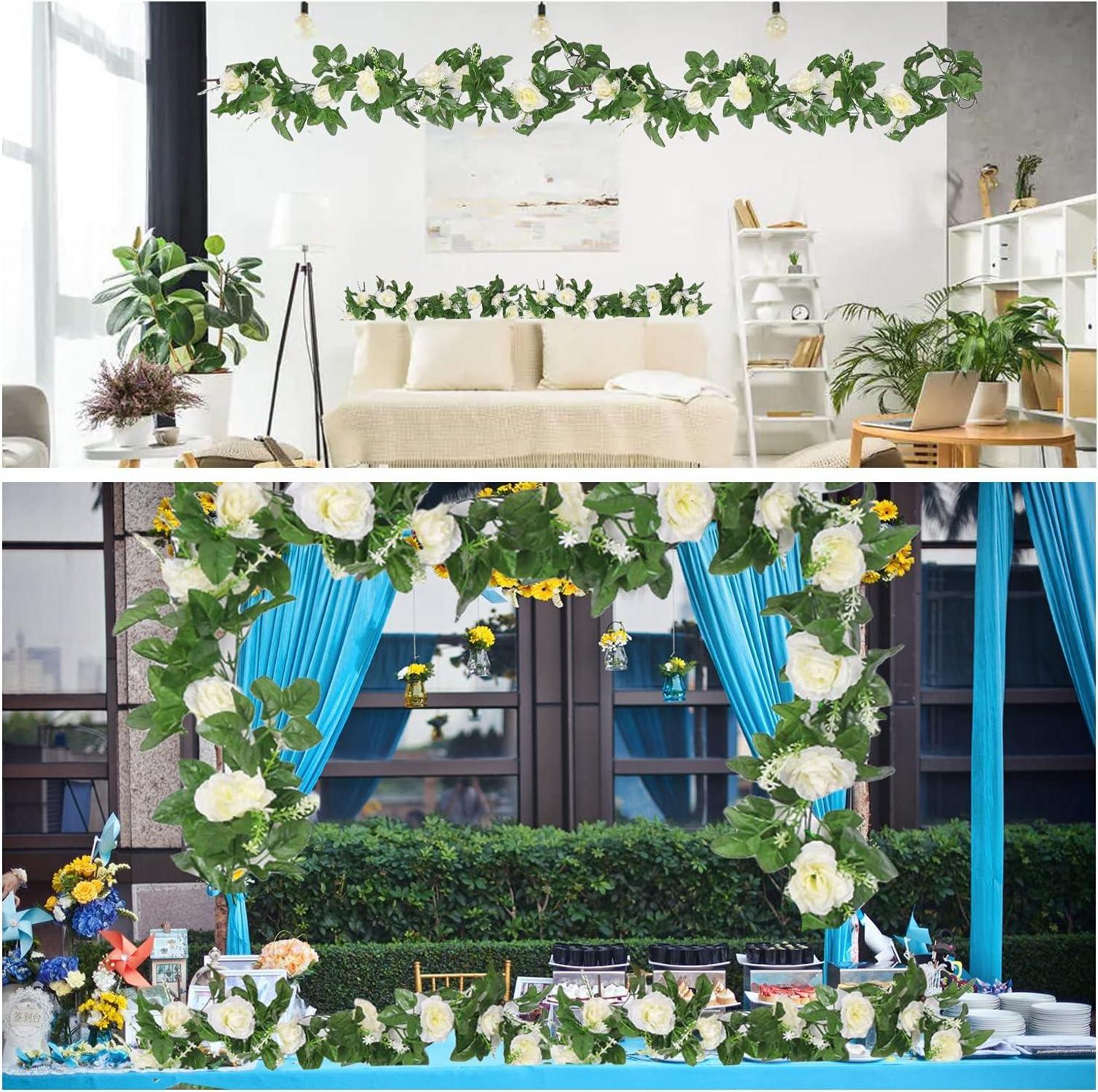 Künstliche Rosen Girlande Blumengirlande 4x2,2m Seidenblumen