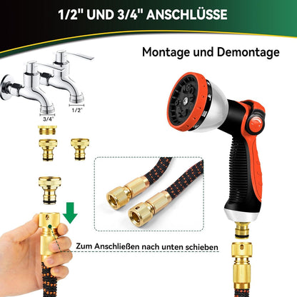 Flexibler Gartenschlauch 30m Latex Wasserschlauch 3/4 Zoll 3 Lagig
