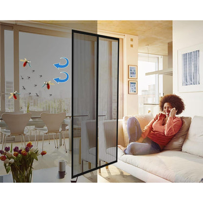 Magnetischer Fliegengitter Türvorhang für Balkon und Terrassentür, Schwarz 90x230cm