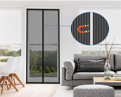 Fliegengitter Tür Magnetisch Insektenschutz Balkontür Schwarz 90x230cm