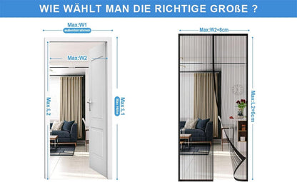 Fliegengitter Tür Magnetisch Insektenschutz Balkontür 90x220cm Schwarz