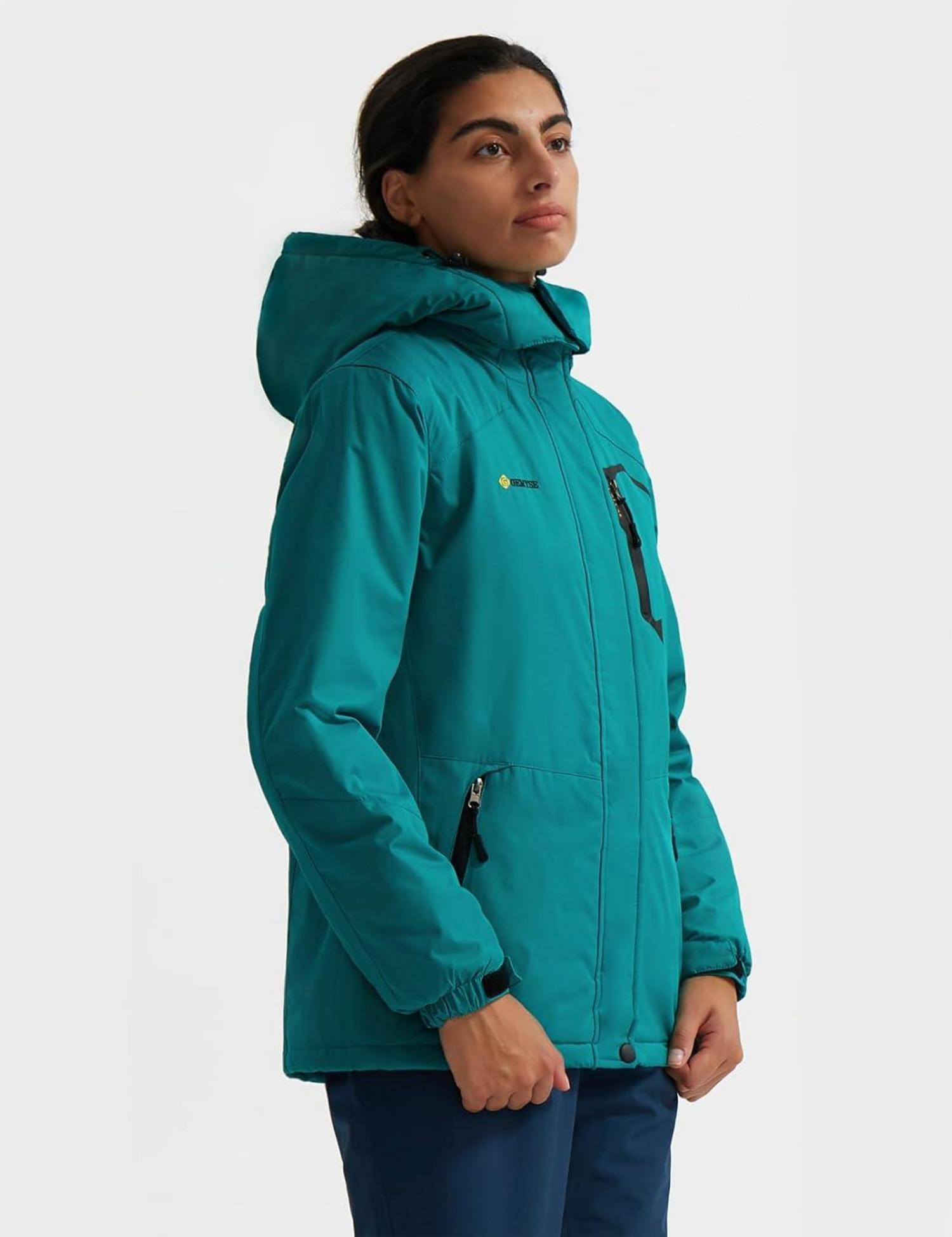 Damen Wasserdichte Skijacke Fleece Winterjacke Kapuze
