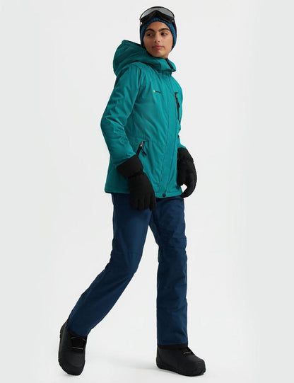 Damen Ski Outdoorjacke Wasserdicht Winddicht Fleece Kapuze Blau M