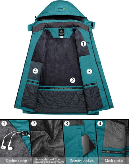 Damen Wasserdichte Winddichte Fleece Berg-Skijacke Winterjacke mit
