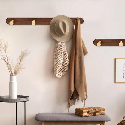 Wandgarderobe mit 4 Haken und Walnuss Holzsockel
