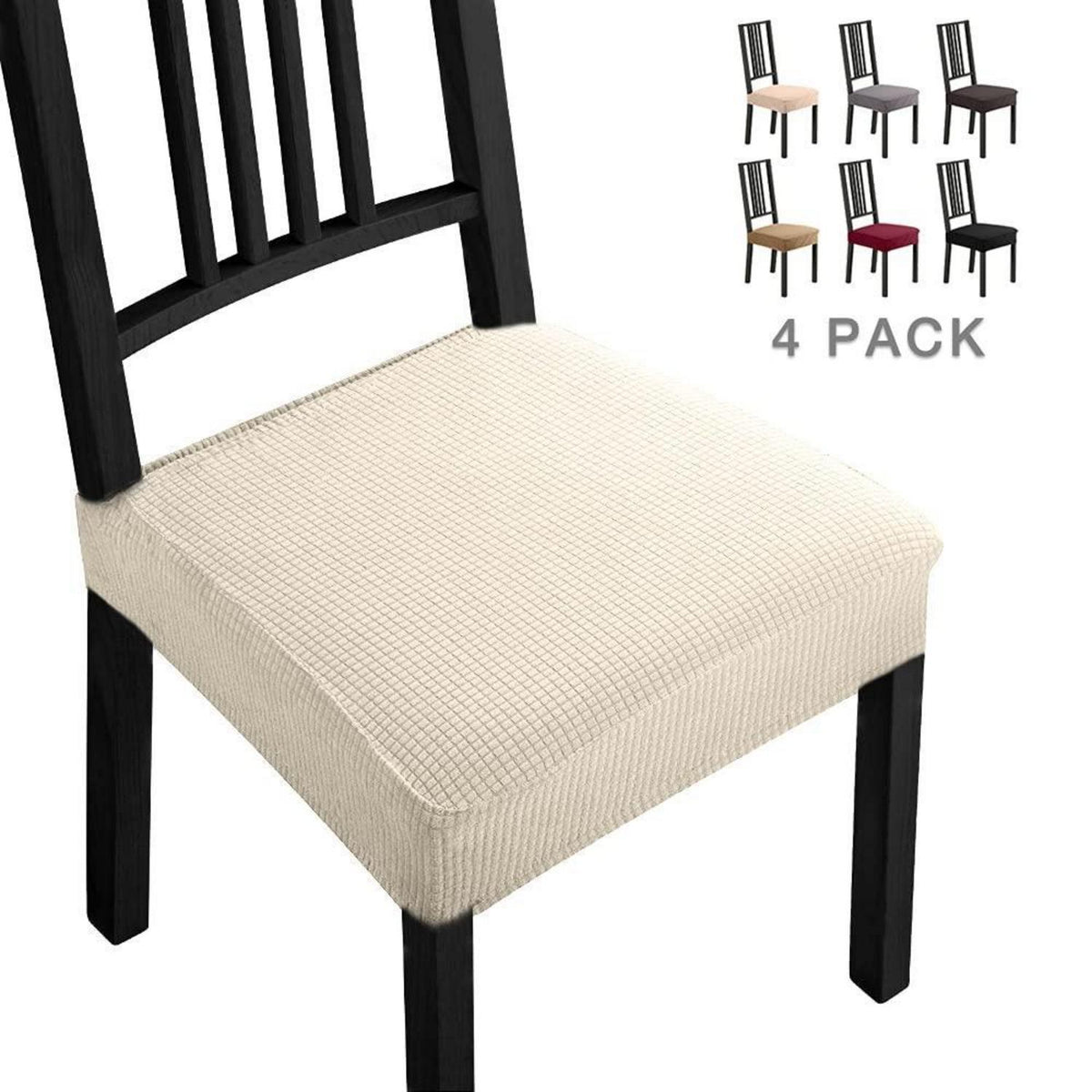 Stuhlhussen 4er-Set Elastisch Cremeweiß Modern