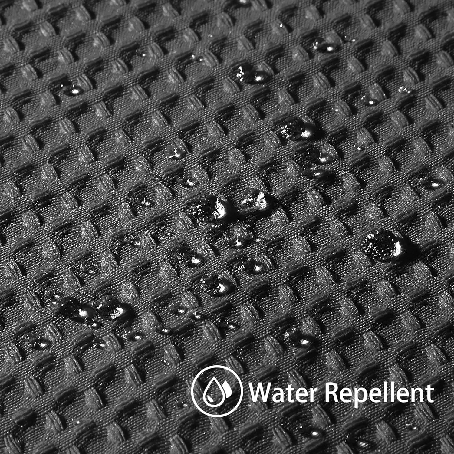 Waffel Textil Duschvorhang Anti Schimmel Set Wasserdicht Black 182 x