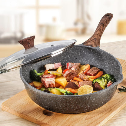 Antihaft Pfanne 26cm mit Deckel, Granitbeschichtung, Induktion geeignet