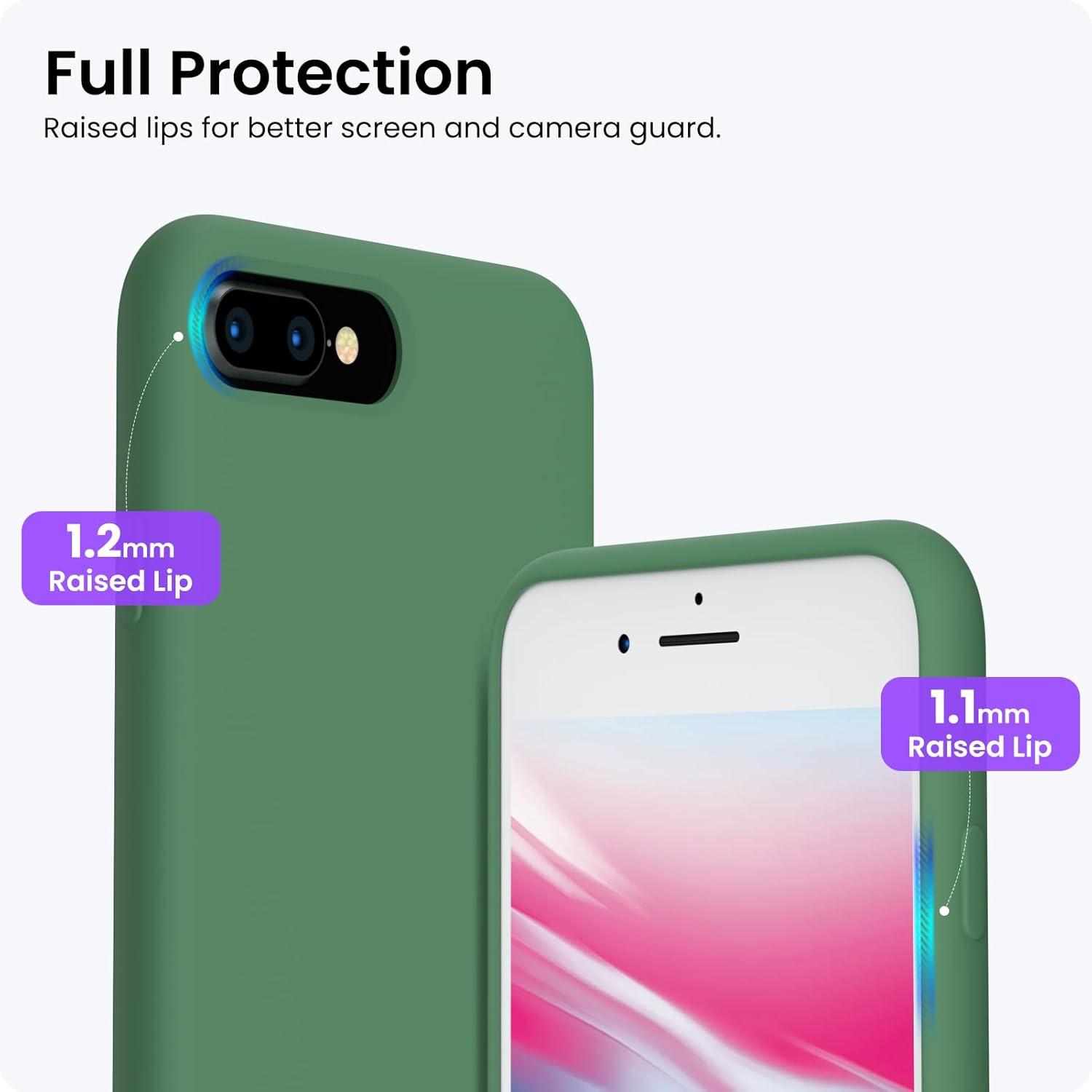 ORNARTO iPhone 8 Plus Silikon Case - iPhone 7 Plus Hülle Ultra Dünn - Voller Schutz - Flüssig Silikon - 5,5 Zoll