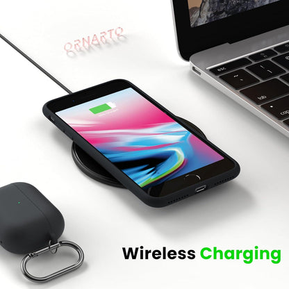 ORNARTO iPhone 8 Plus 7 Plus Silikon Hülle Ultra Dünn Voller Schutz Schwarz
