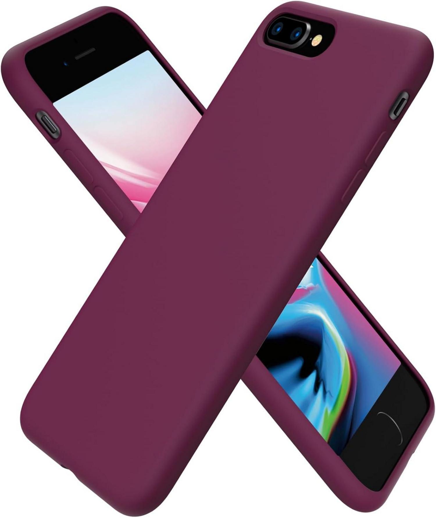ORNARTO iPhone 8 7 Plus Silikon Case Voller Schutz Weinrot