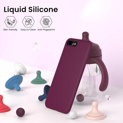 ORNARTO iPhone 8 7 Plus Silikon Case Voller Schutz Weinrot