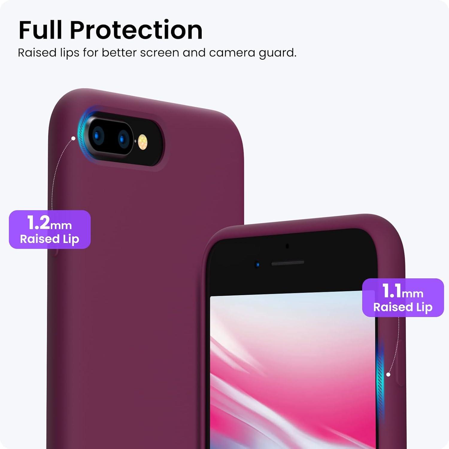 ORNARTO Silikon Case für iPhone 7 Plus/8 Plus - Ultra Dünn - Weinrot