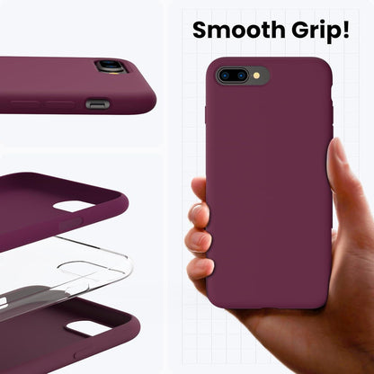 iPhone 8 Plus 7 Plus Silikon Case Hülle Ultra Dünn Flüssig Silikon Weinrot