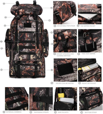 Kabxhueo 100L Trekkingrucksack Herren Outdoor Rucksack Molle Tactical
