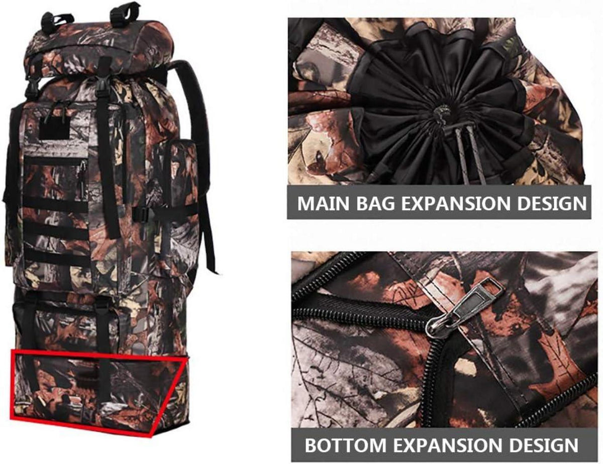Kabxhueo 100L Trekkingrucksack Outdoor Rucksack Wasserdicht Molle Tactical Backpack