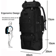 100L Trekkingrucksack Herren Wasserdicht Molle Taktisch Schwarz