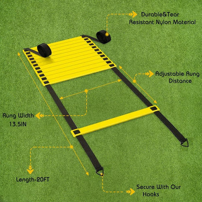 YGORTECH Fußball Trainingsset mit Koordinationsleiter und Zubehör