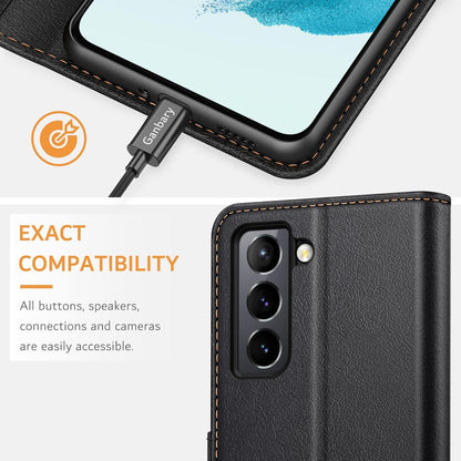 Samsung Galaxy S21 FE 5G Hülle Schwarz Leder Tasche mit Kartenschlitzen