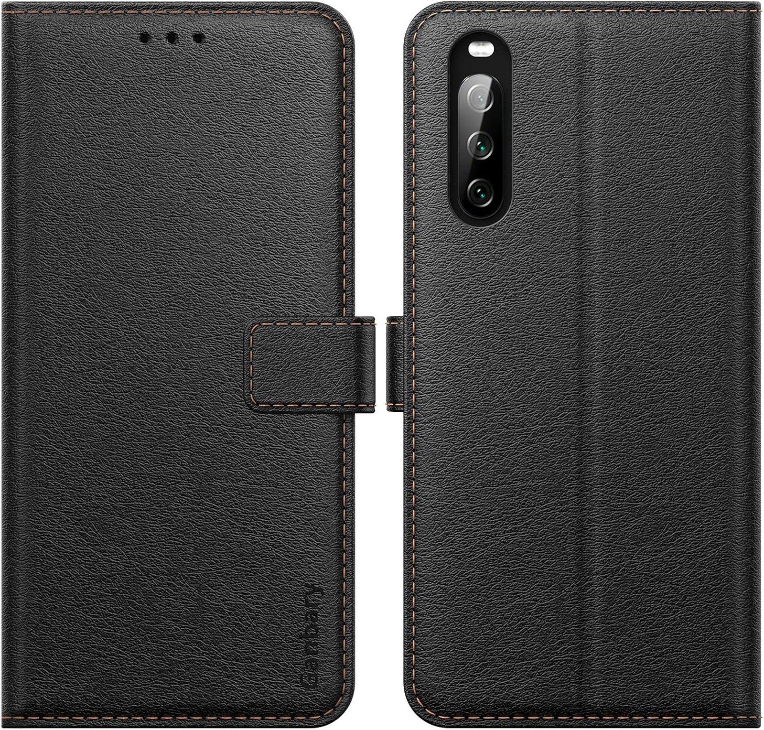 Sony Xperia 10 III Hülle - Premium Leder Flipcase Schwarz