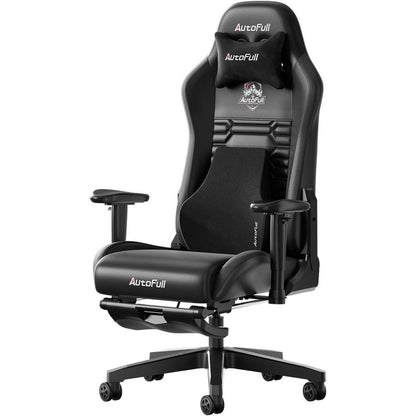 AutoFull Gaming Stuhl ergonomisch Gamer PU-Leder Schwarz