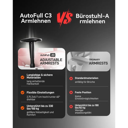 AutoFull Gaming Stuhl ergonomisch Gamer PU-Leder Schwarz