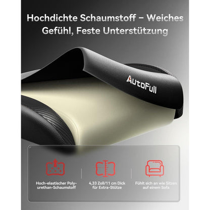 AutoFull Gaming Stuhl ergonomisch Gamer PU-Leder Schwarz