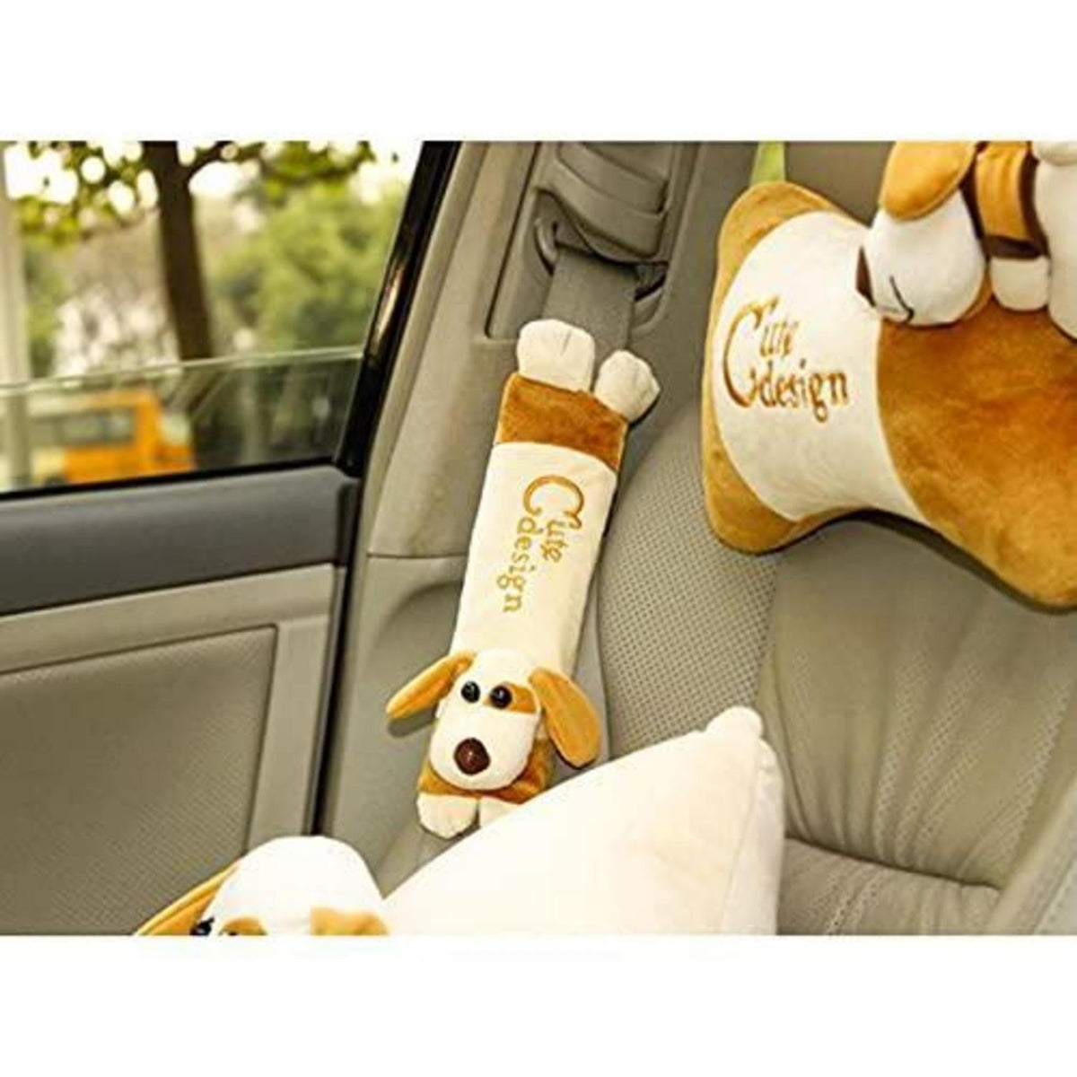2x Gurtpolster Auto Kinder – Cartoon Hund Design
