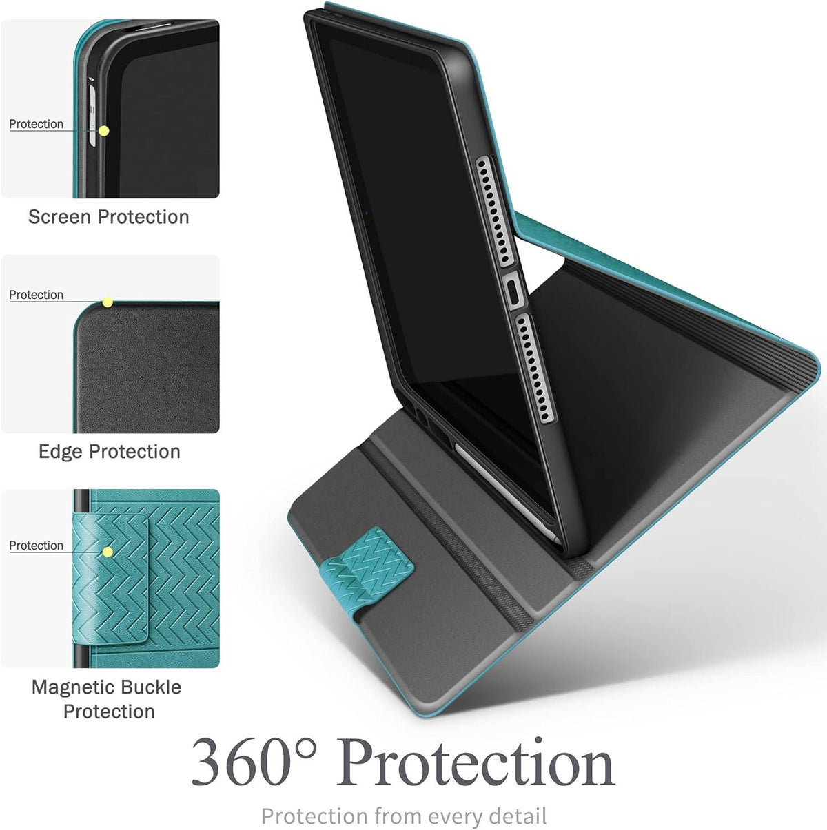 iPad 9.7 2018/2017 Pro Air 2/Air 1 Hülle Grün Magnetic Lederhülle