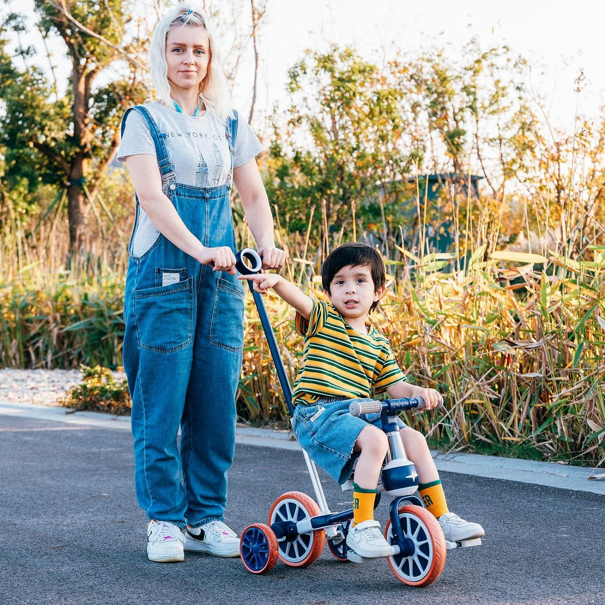 Kinder Laufrad 4 in 1 Laufräder Dreirad Lauffahrrad Blau