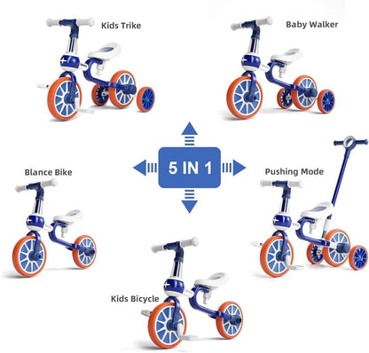 4 in 1 Laufrad Kinderdreirad Lauffahrrad Lauffahrzeug Ergonomisch Blau