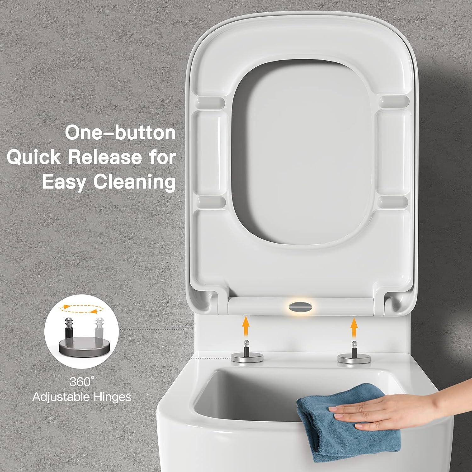 Toilettensitz mit Absenkautomatik Duroplast WC Sitz Weiß 351x461mm
